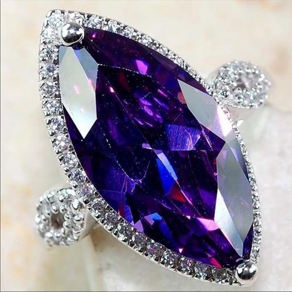 Jewelry - Luxury s925 Silver Marquise Cut Amethyst Ring